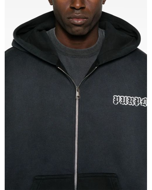Purple Brand Black Logo-Print Hoodie for men