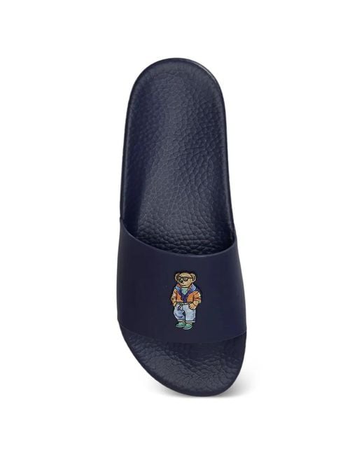 Polo Ralph Lauren Blue Claquettes Polo Bear