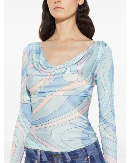 Blusa A Maniche Lunghe di Emilio Pucci in Blue