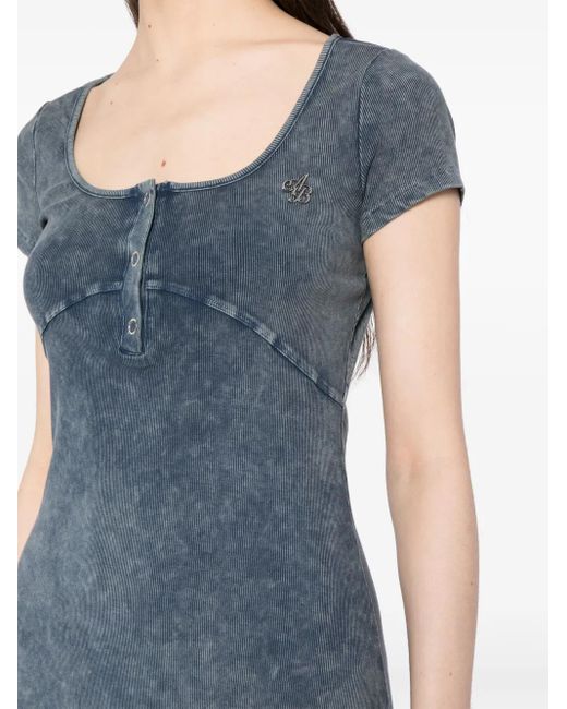 B+ AB Blue Logo-Appliqué Ribbed Minidress