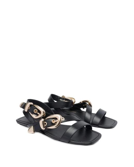 Stuart Weitzman Black Leather Flat Sandals