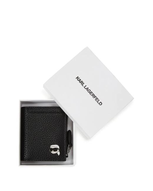 Cartera granulada con cremallera Karl Lagerfeld de color Black