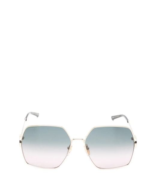 Gucci Metallic Geometric-Frame Logo-Detail Sunglasses
