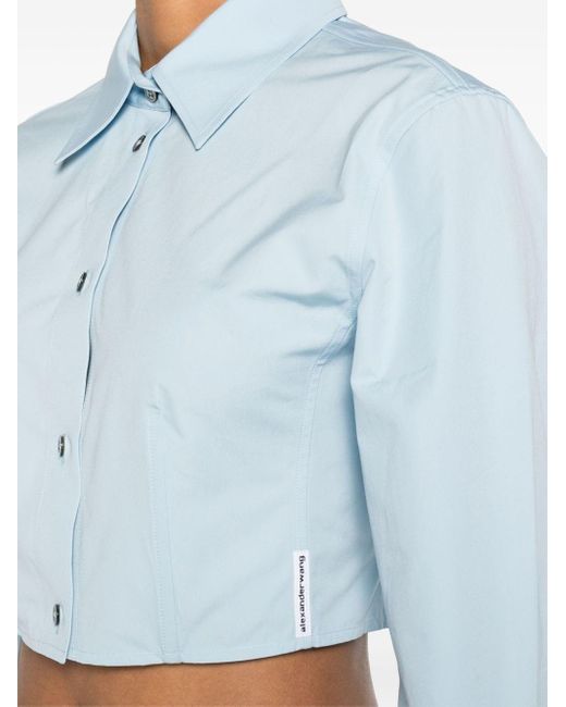 Alexander Wang Blue Boned Cotton Cropped Shirt - Women's - Cotton