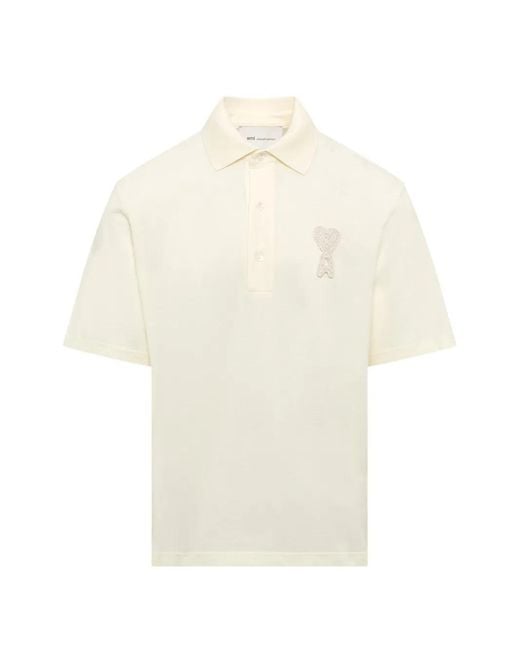 Polo Ami De Coeur À Logo Brodé AMI en coloris White