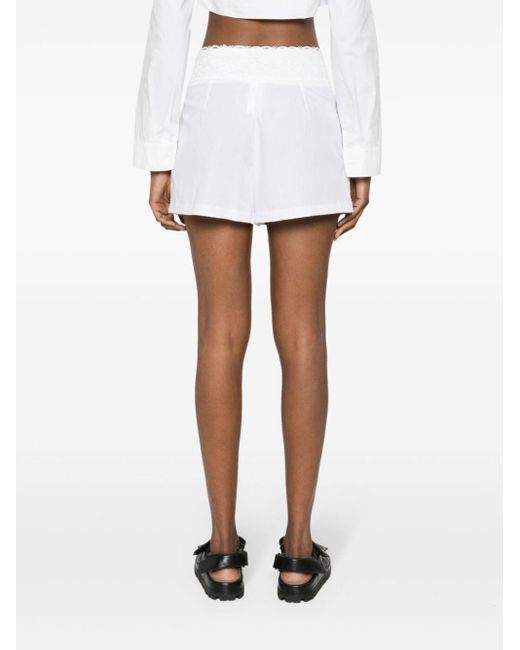 Ermanno Scervino White Lace-Appliqué Shorts