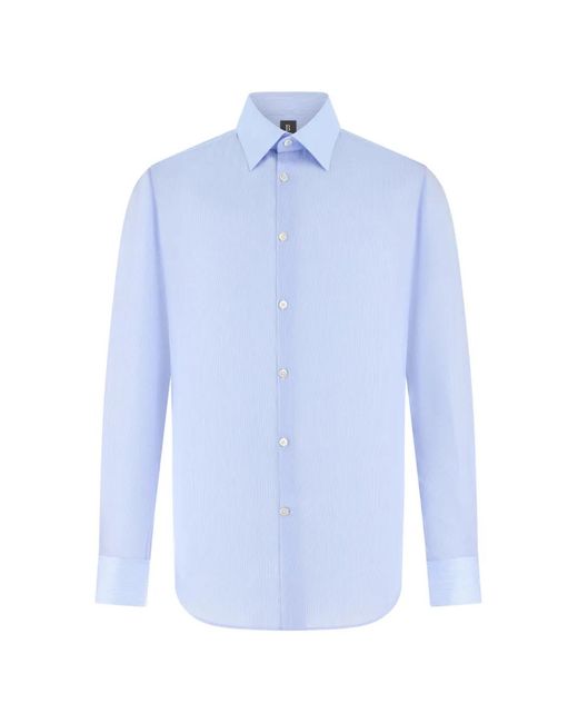 Boggi Blue Spread-Collar Twill Shirt for men