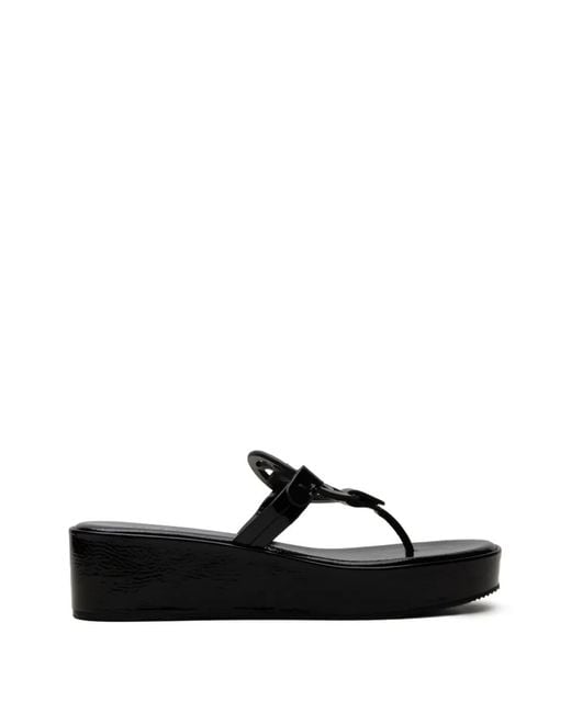 Tory Burch Black Logo-Plaque Sandals