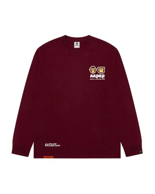 Camiseta con manga larga Aape By A Bathing Ape de hombre de color Red