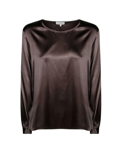 Antonelli Brown Adige Satin-Finish Blouse