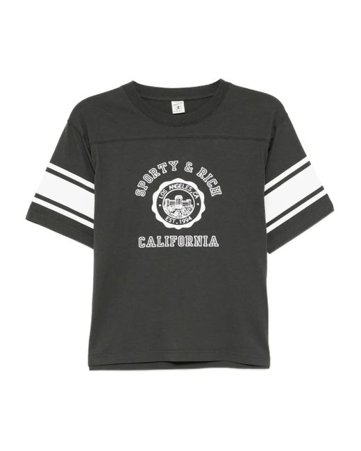 Sporty & Rich Black T-Shirt Mit Logo-Print