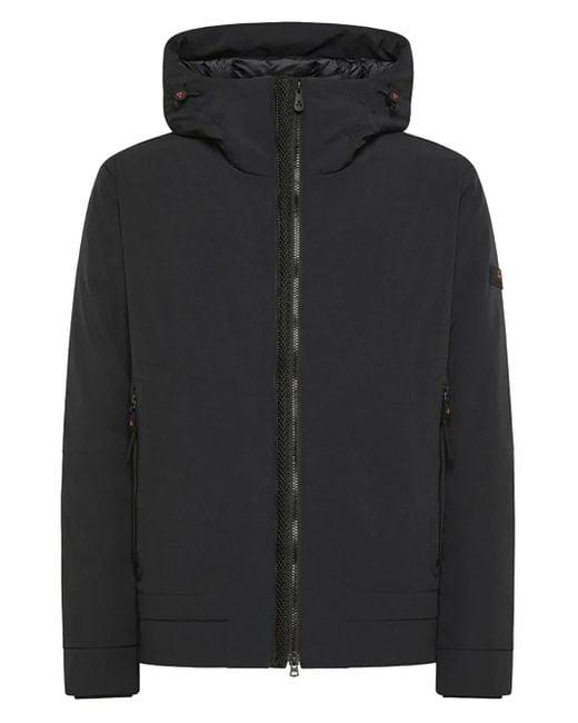 Peuterey Black Hooded Jacket With Minimalist Design And Fitted Silhouette for men