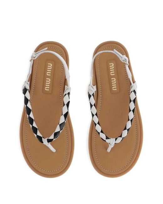 Miu Miu White Two-Tone Sandals