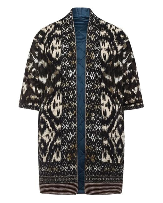 Pierre Louis Mascia Black All-Over Pattern Quilted Coat