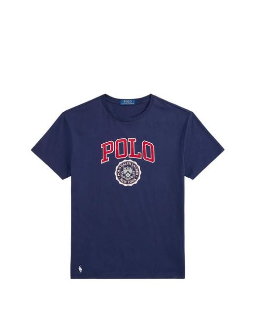 Polo Ralph Lauren Blue Logo-Print Flocked T-Shirt for men