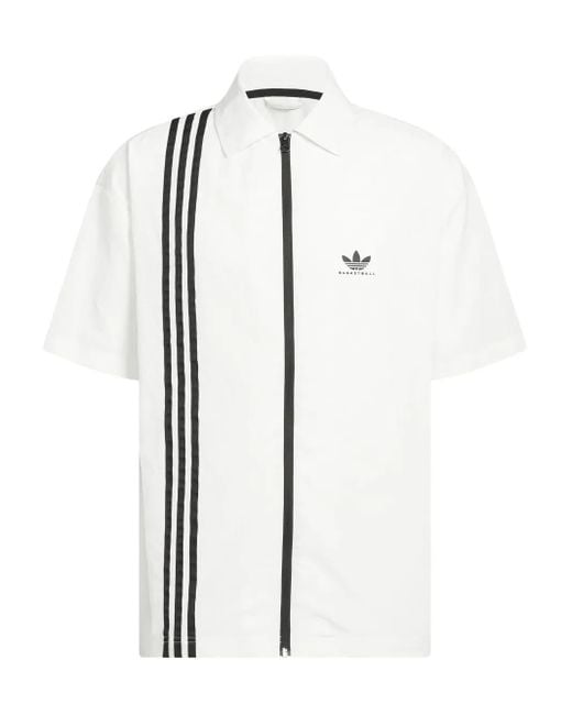 Adidas White Logo-Embroidered Shirt for men