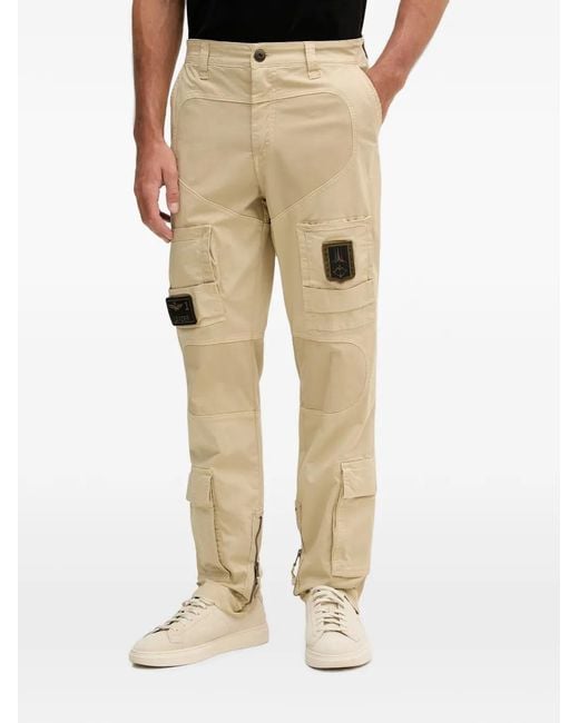 Aeronautica Militare Natural Logo-Patch Zip-Detail Cargo Pants for men