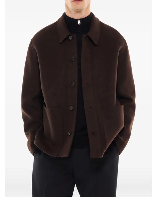 Fursac Brown Button-Up Wool Jacket for men