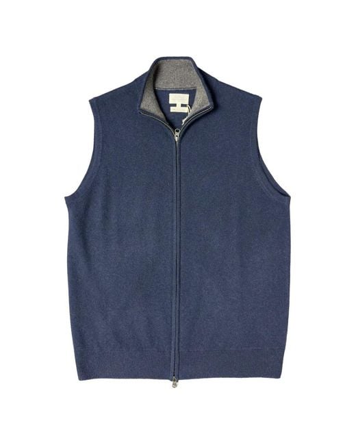 Hartford Blue Pull Sans Manches À Fermeture Zippée for men