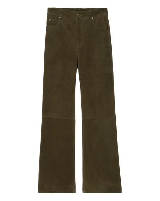 Zadig & Voltaire Green Evy Heavy Panelled Suede Trousers