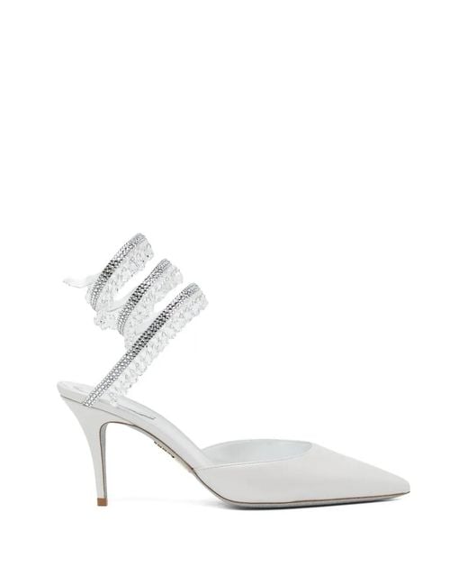 Rene Caovilla White 80Mm Crystal-Embellished Pumps