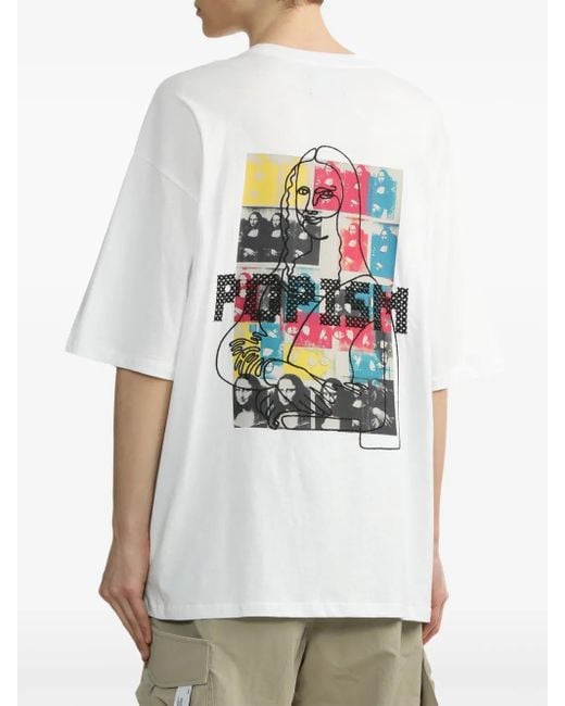 Musium Div. White Popism Cotton T-Shirt for men