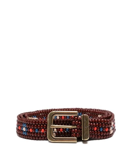 Etro Brown Beaded Buckle Belt