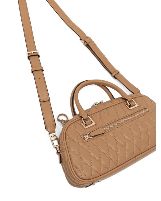 Guess Brown Valla Quilted Charm Tote Bag