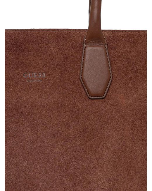 Guess Brown Anitha Suede-Panel Tote Bag