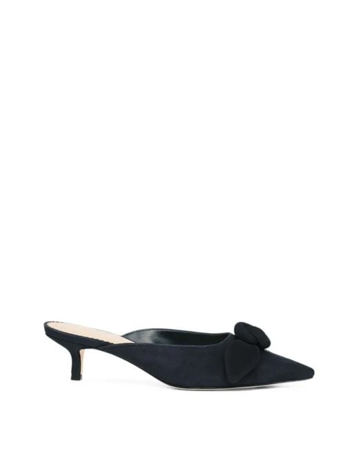 Cinq À Sept White Mules Layla En Daim À Détail De Nœud