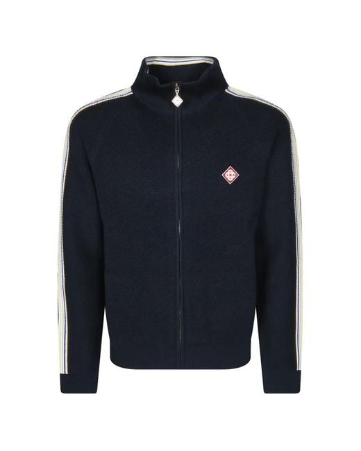 Casablanca Blue Logo-Patch Zip-Up Sweater for men