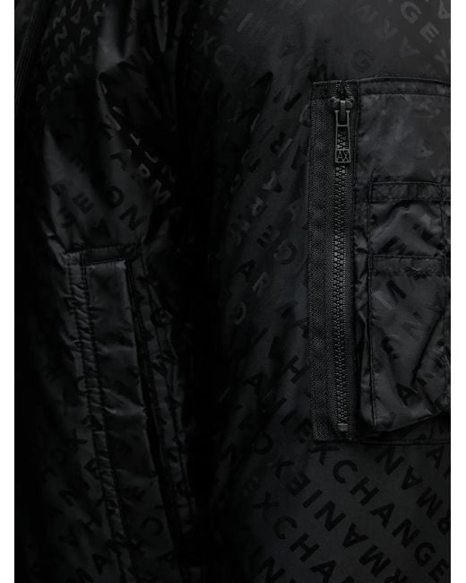 ARMANI EXCHANGE Black Logo-Print Padded Jacket for men