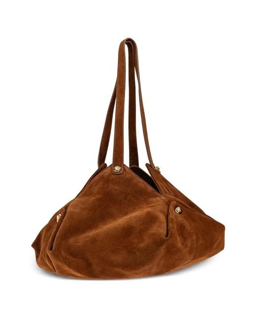 Versace Brown Protea Suede Shoulder Bag