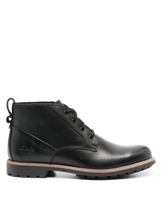 Clarks Black Westcombe Leather Ankle Boots for men