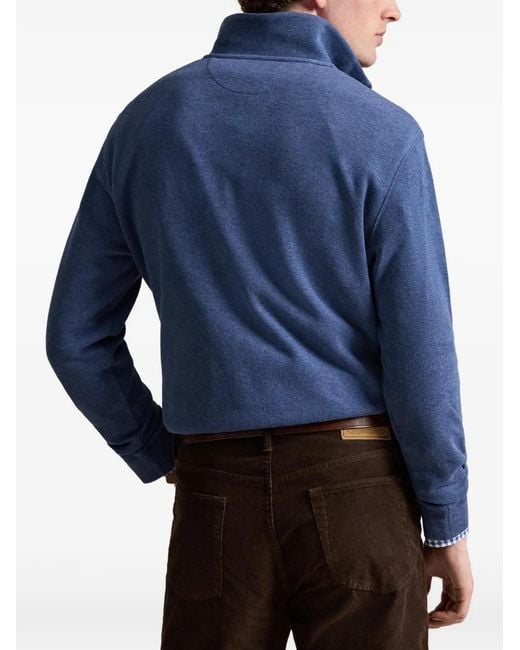 Polo Ralph Lauren Blue Estate-Rib Quarter-Zip Sweater for men