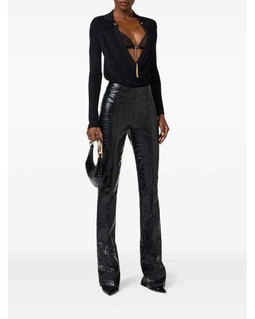 Elisabetta Franchi Black Chain-Embellished Bodysuit