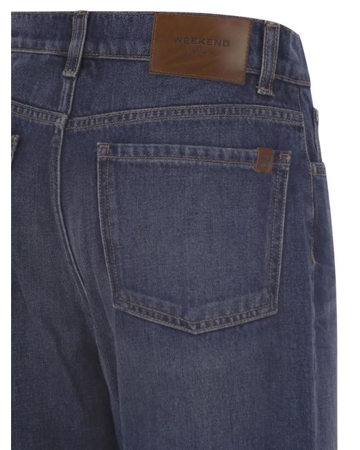 Weekend by Maxmara Blue Wide-Leg Faded Jeans