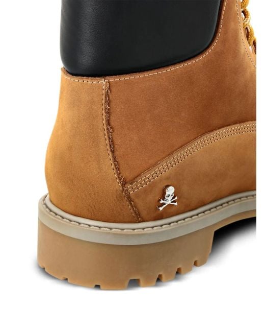 Philipp Plein Brown Logo-Plaque Boots for men