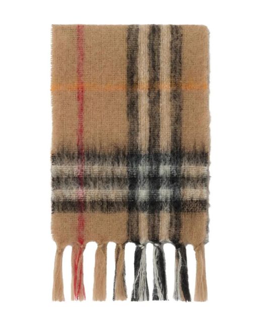 Burberry Brown Checked Mohair Scarf
