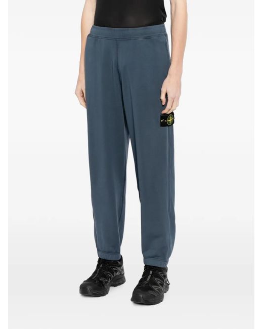 Stone Island Blue Pantalon De Jogging À Patch Logo for men