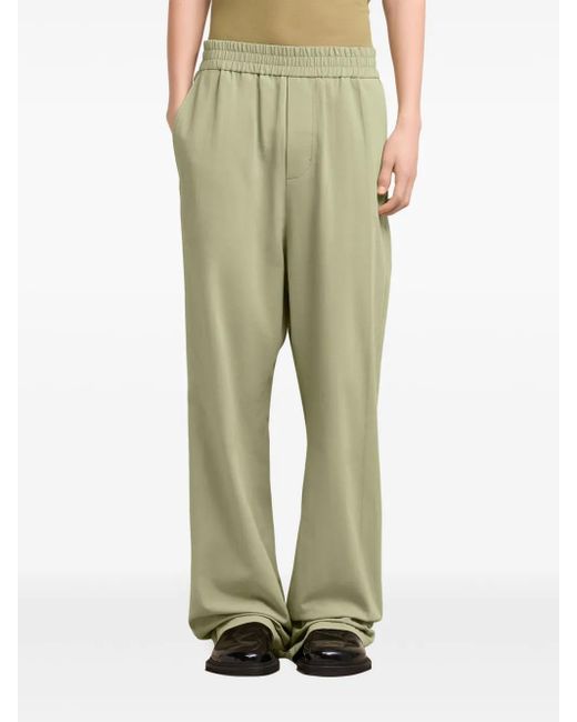 AMI Green Ami De Coeur-Plaque Cotton Trousers for men