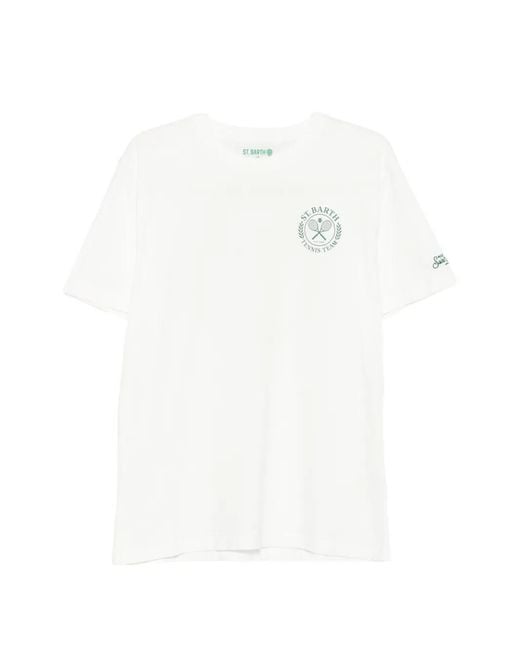 Mc2 Saint Barth White Portland Logo-Print Short-Sleeve T-Shirt for men