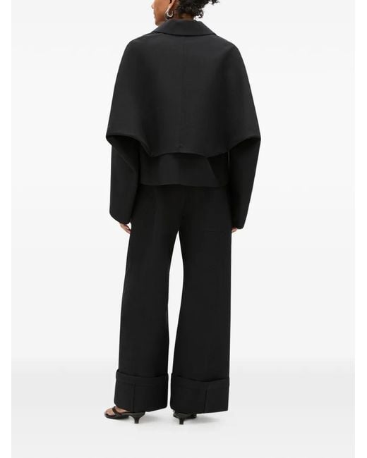 Another Tomorrow Black Raglan-Sleeve Back-Flap Jacket