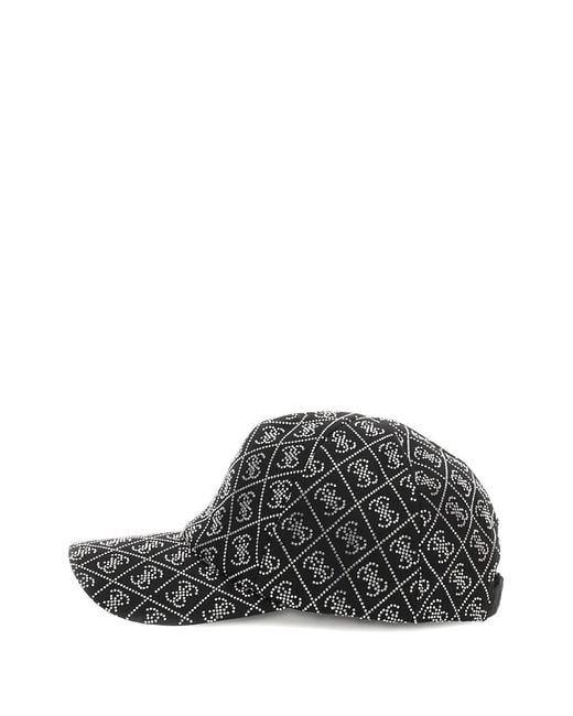 Guess Gray Rhinestone-Embellished Logo-Pattern Cap