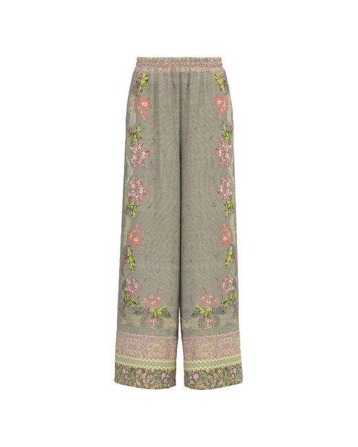 Pierre Louis Mascia Natural Floral Paisley Palazzo Pants