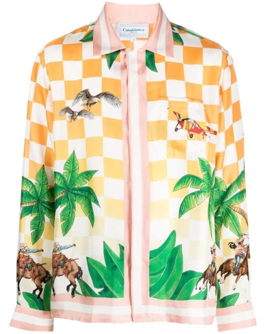 Casablanca Multicolor Tennis Club Graphic-pattern Relaxed-fit Silk Shirt for men