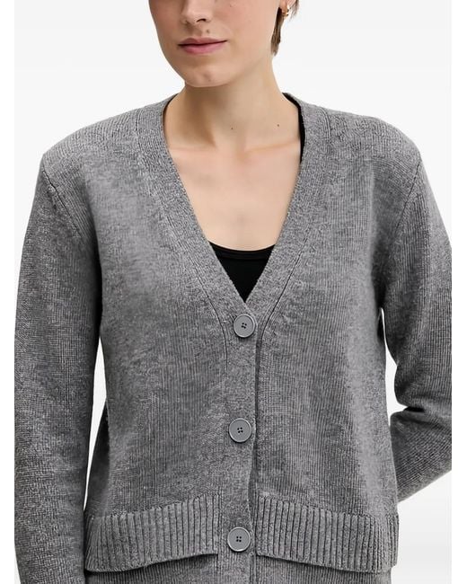Sisley Gray Button-Down V-Neck Cardigan