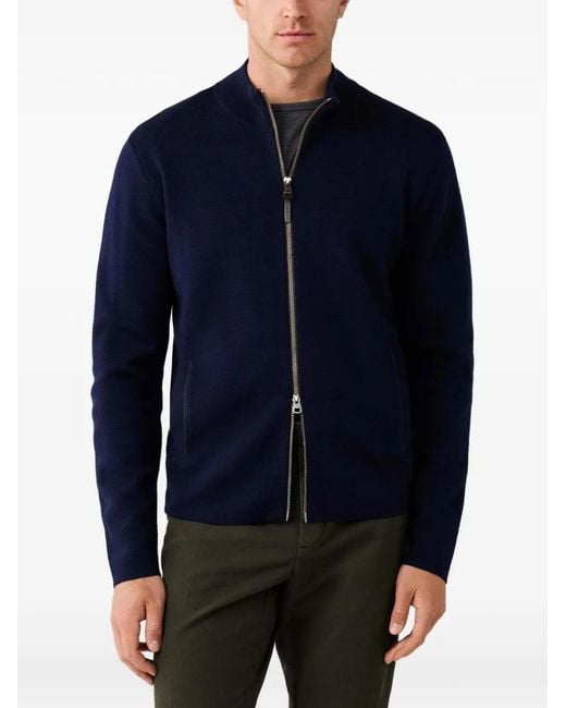 Hackett Blue Cardigan Milano En Laine Mérinos for men