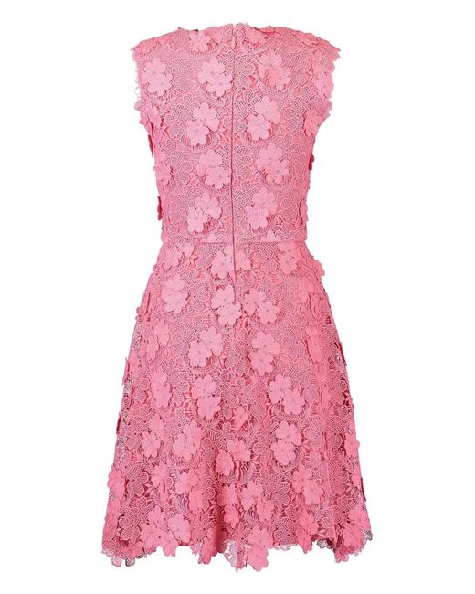 Monique Lhuillier Pink Floral-Lace Dress
