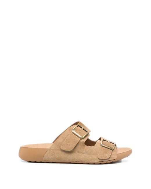 SERGIO MORETTI FIRENZE White Buckle-Fastening Suede Sandals